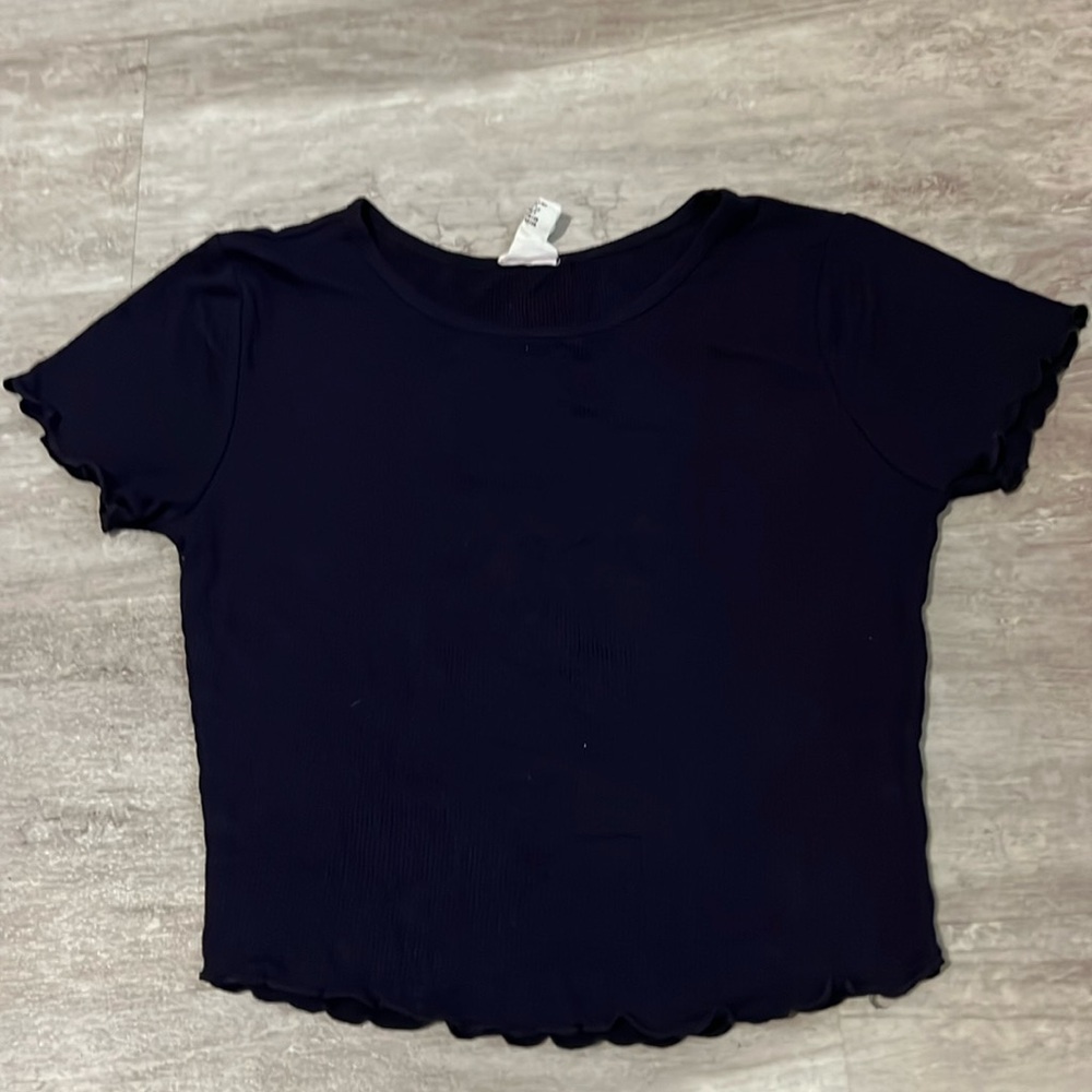 Destined women’s navy short sleeve crop top